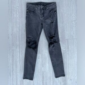 Silver Jean Co Distressed Black Denim Aiko Skinny Jeans Size 30